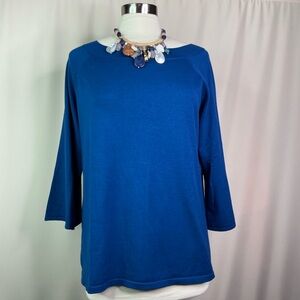 Chico's Size 2 L 12 Top Vibrant Blue‎ Blouse fall